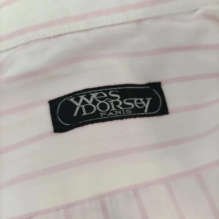 Chemise à rayures Yves Dorsey - blanc et rose clair - Taille XL estimée - A028 - photo numéro 10