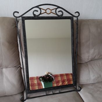 Faby27800 Miroir en fer forgé noir et doré