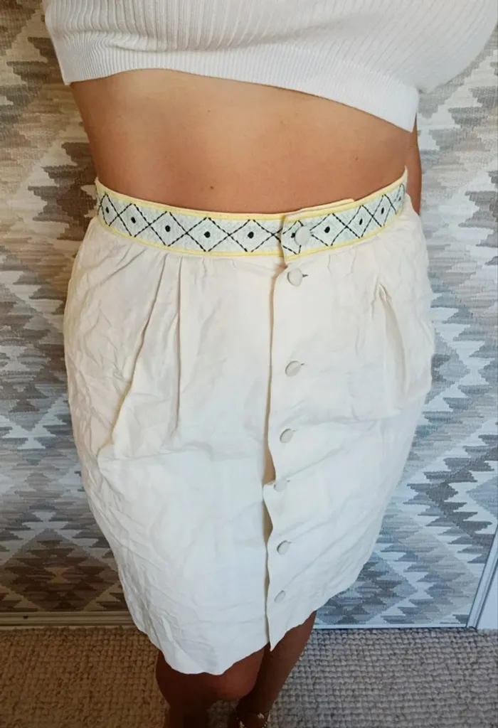 Jupe Comptoir des cotonniers crème 38 soie lin coton modèle Colza/Init