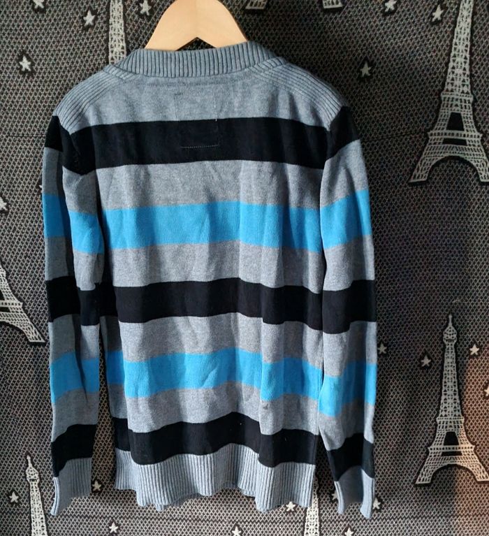 Pull col V à rayures 9-10ans - photo numéro 2