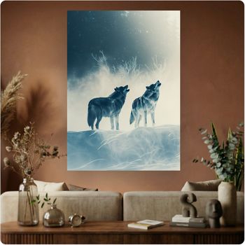 #82  Affiche “Loups Hurlants” poster animaux hiver neige déco murale nature A3 Sans cadre