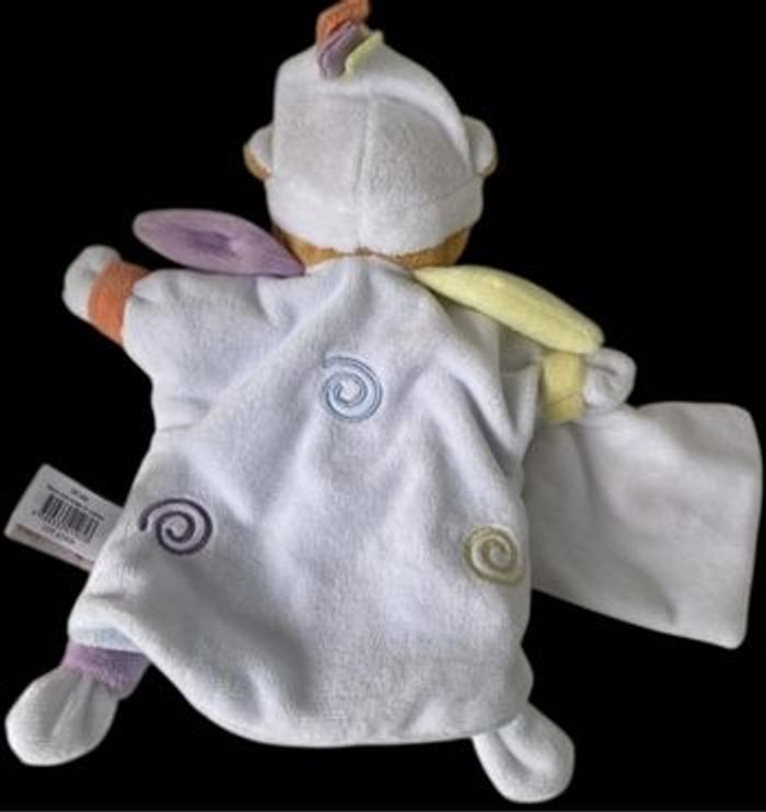 ❤️B5608 DOUDOU ET COMPAGNIE Ours Marionnette Mouchoir Blanc Bleu Spirale Couleur - photo numéro 3