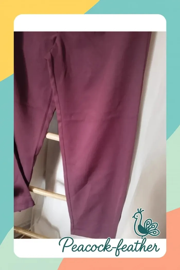 Pantalon large stradivarius bordeaux neuf étiqueté 44 - photo numéro 5
