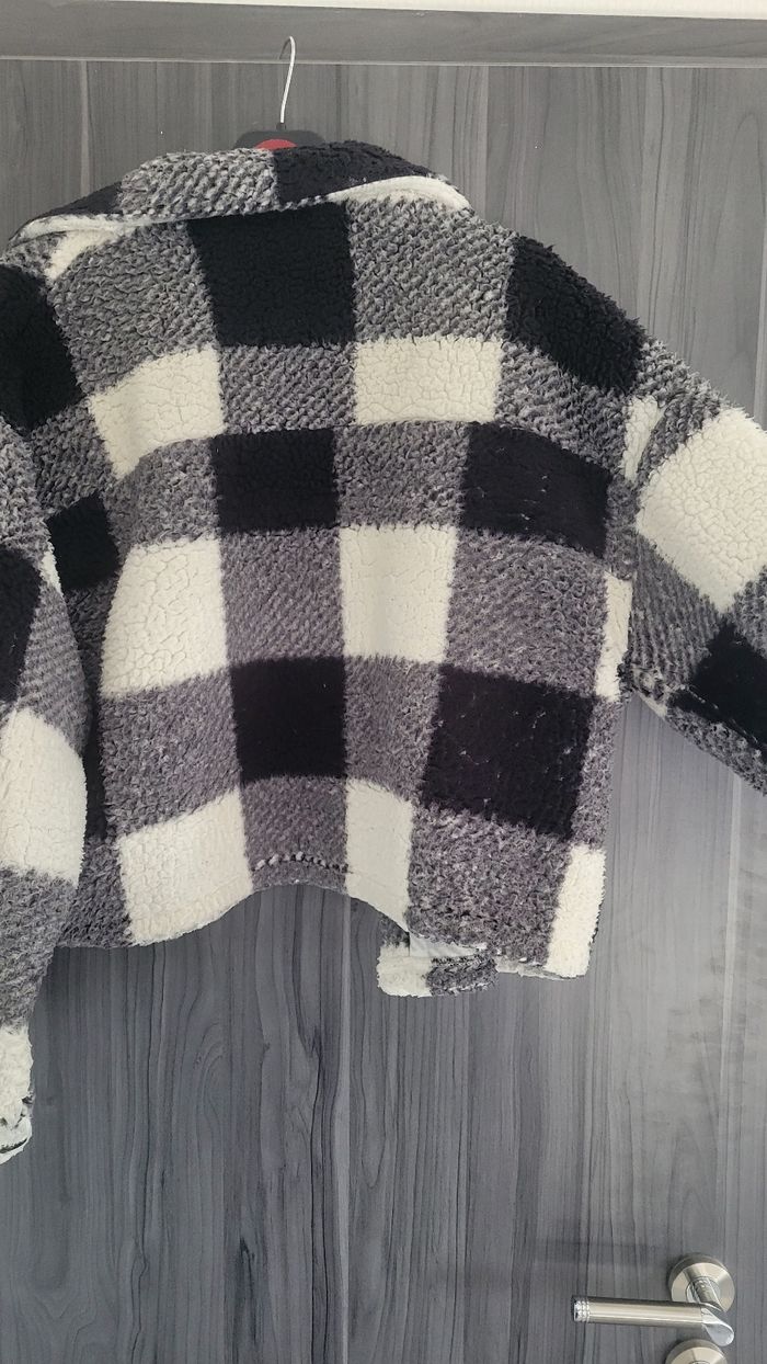 Veste polaire à carreaux noir et blanc - Taille L - photo numéro 5