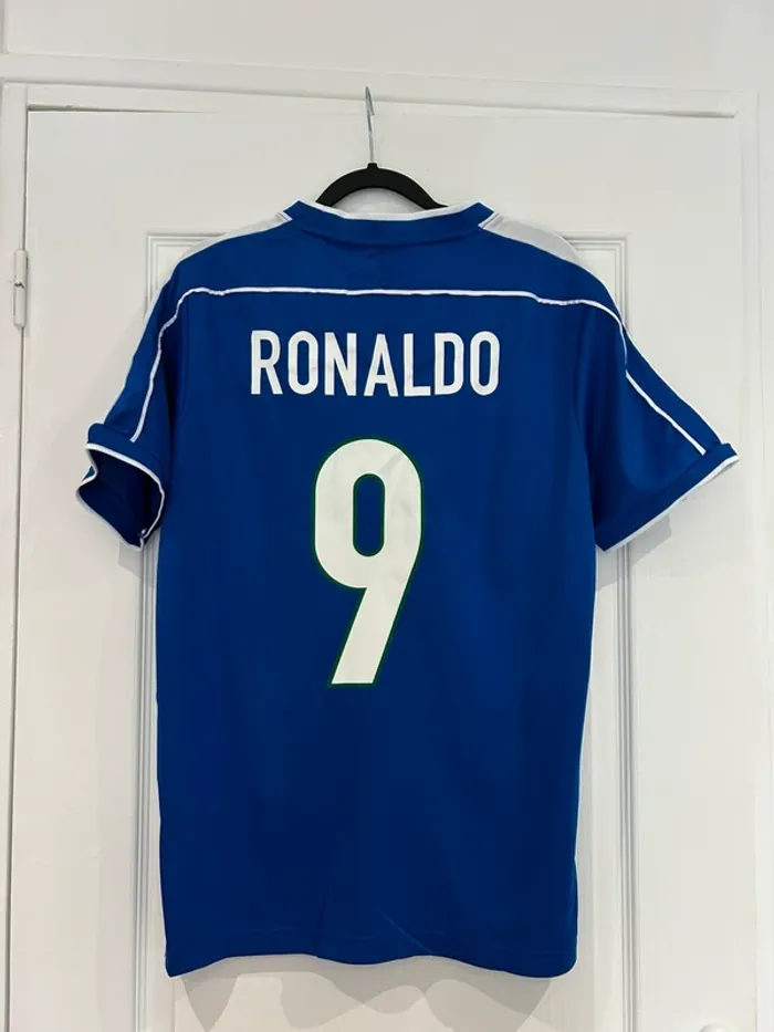 Maillot Football Brésil Retro 1998 Vintage Bleu Taille M