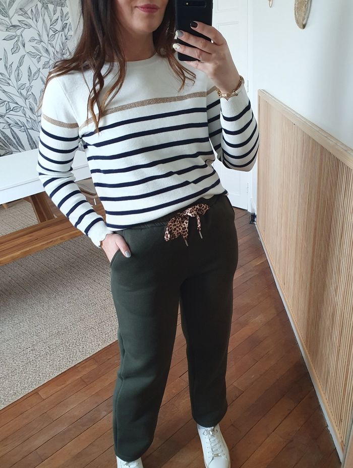 Pantalon jogging molletonné kaki Taille unique - photo numéro 3