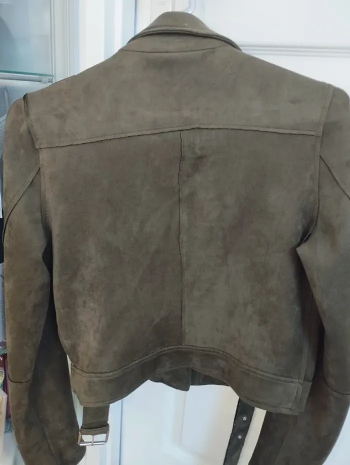 Veste perfecto kaki en suédine stradivarius S - photo numéro 4