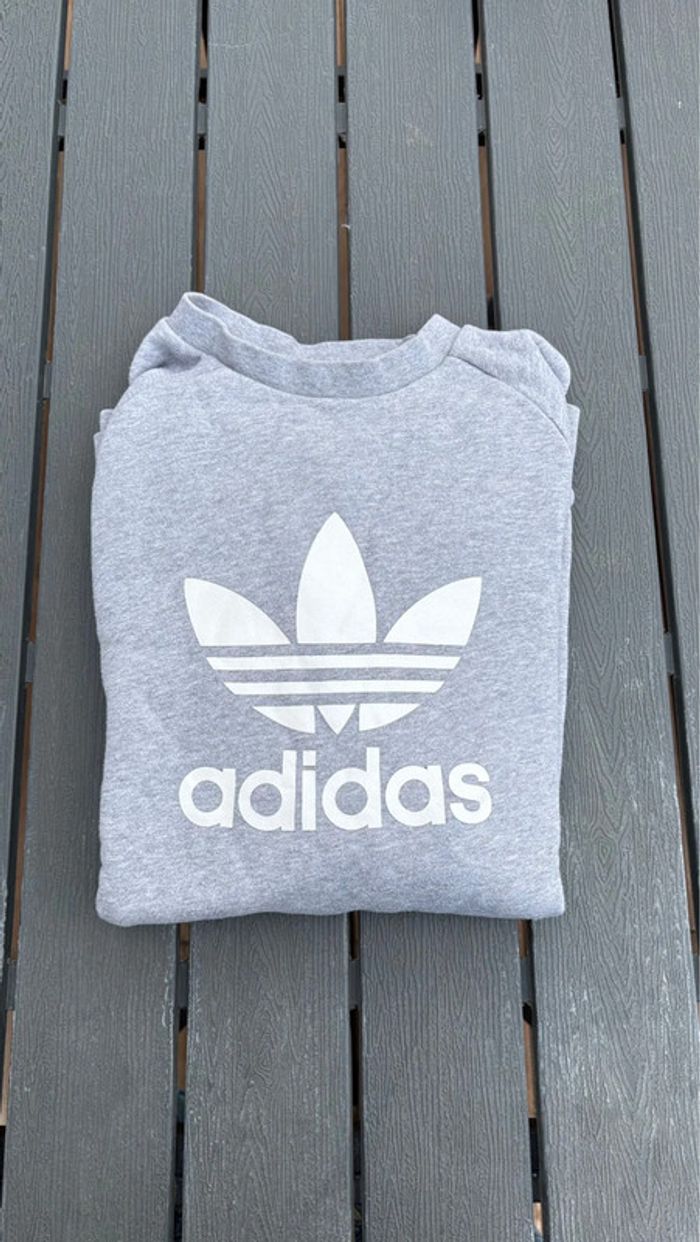 Pull Sweat adidas gris taille M femme