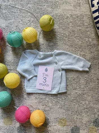 Gilet tricot bleu ciel