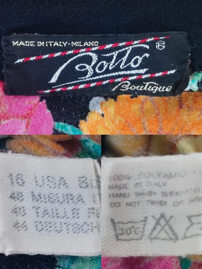 Robe longue portefeuille fleur multicolore noir Rétro / Botto Boutique - 36/S oversize à 46/XXXL - photo numéro 17