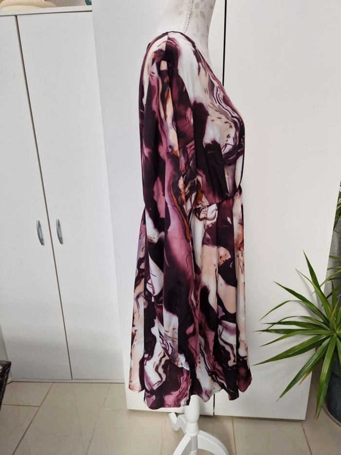 Robe Tie Dye Marbrée Violet Prune Crème - photo numéro 5