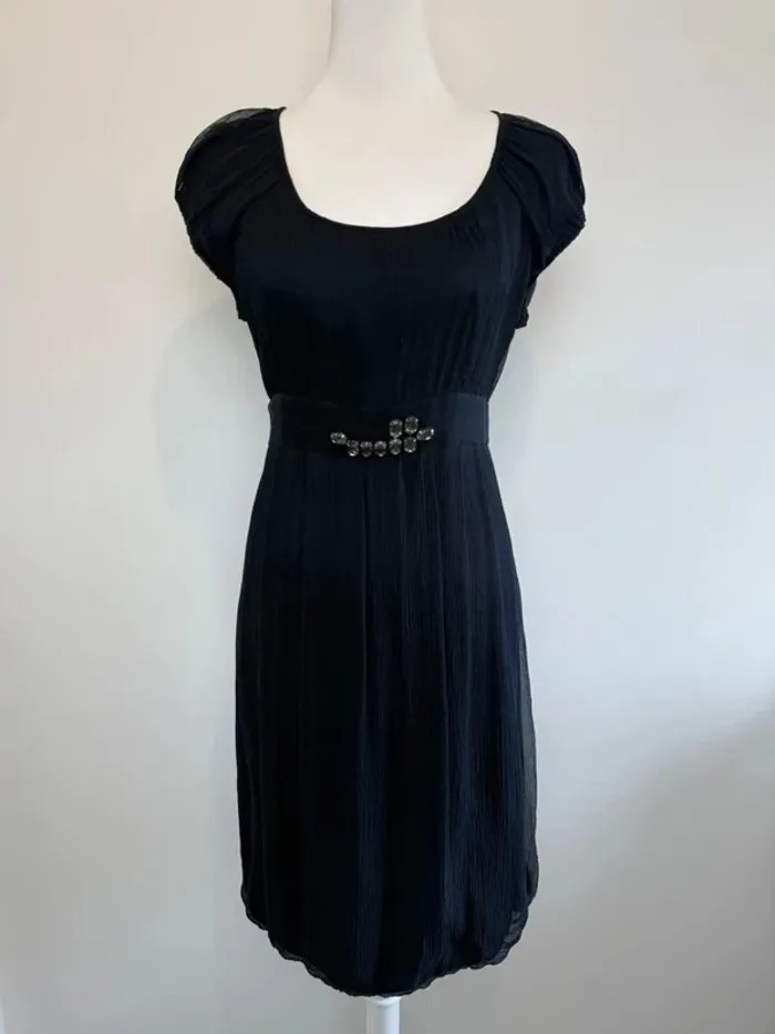 Robe en soie et gilet Marie Méro marine taille 40 très bon état - photo numéro 2