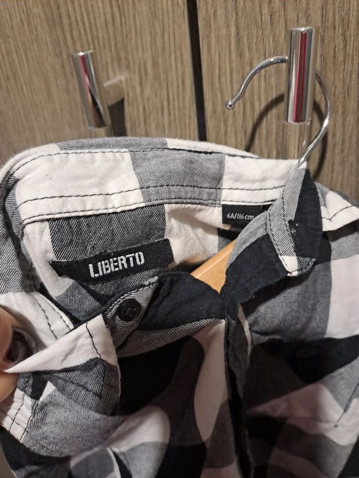 Chemise grands carreaux noirs blancs gris liberto 6 ans - photo numéro 3