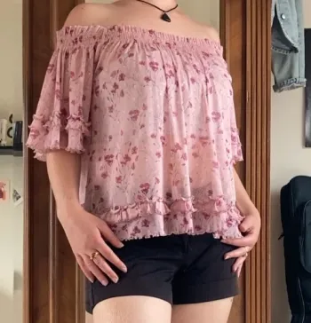 Haut volant rose à fleur, taille M