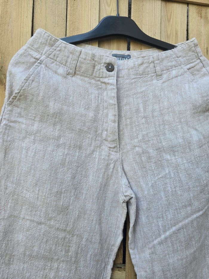 Pantacourt corsaire chino 🍒vintage 80🍒 100% lin taille 36 peut convenir aussi au 34 ceinturé - photo numéro 5