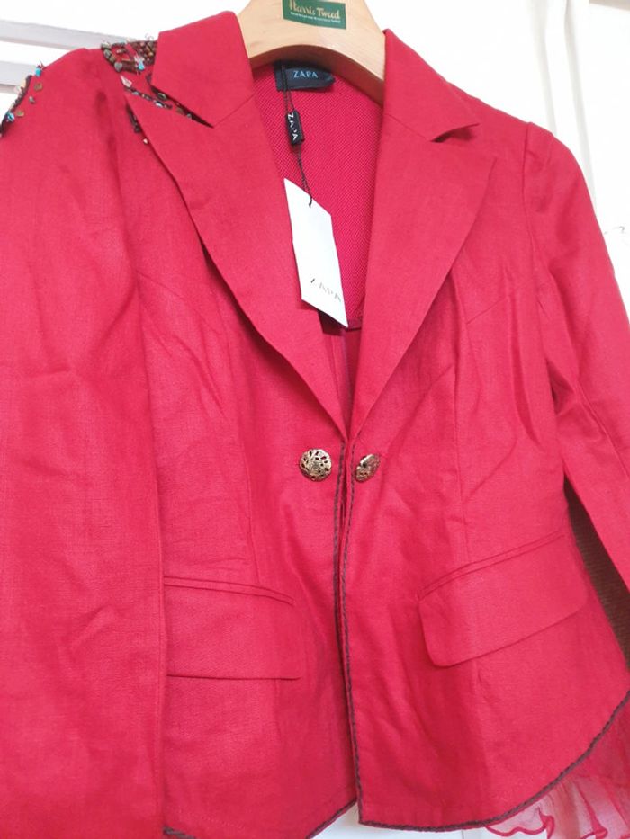 Veste Blazer Soie et Lin Zapa Taille 36 - photo numéro 3
