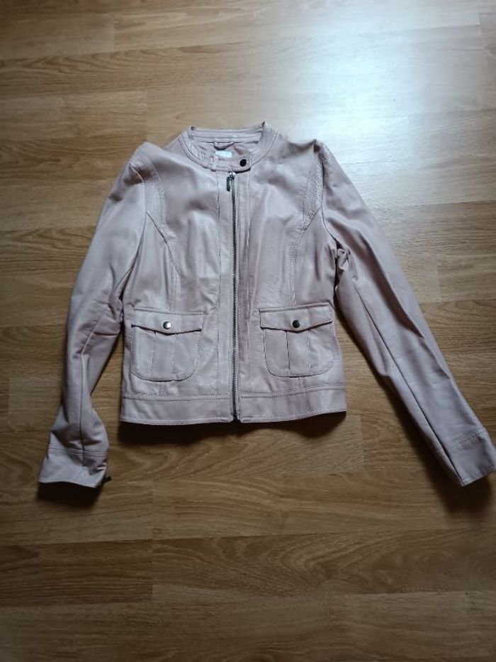 Veste rose poudré similicuir 40 Camaïeu