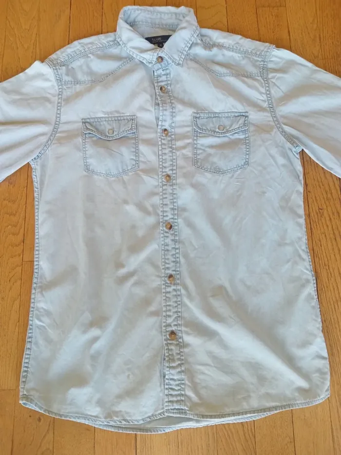 Chemise homme en jean bleue claire manches longues 100% coton marque Jules taille M - photo numéro 6