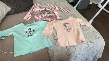 3 tee shirt manches longues bébé fille 6 mois