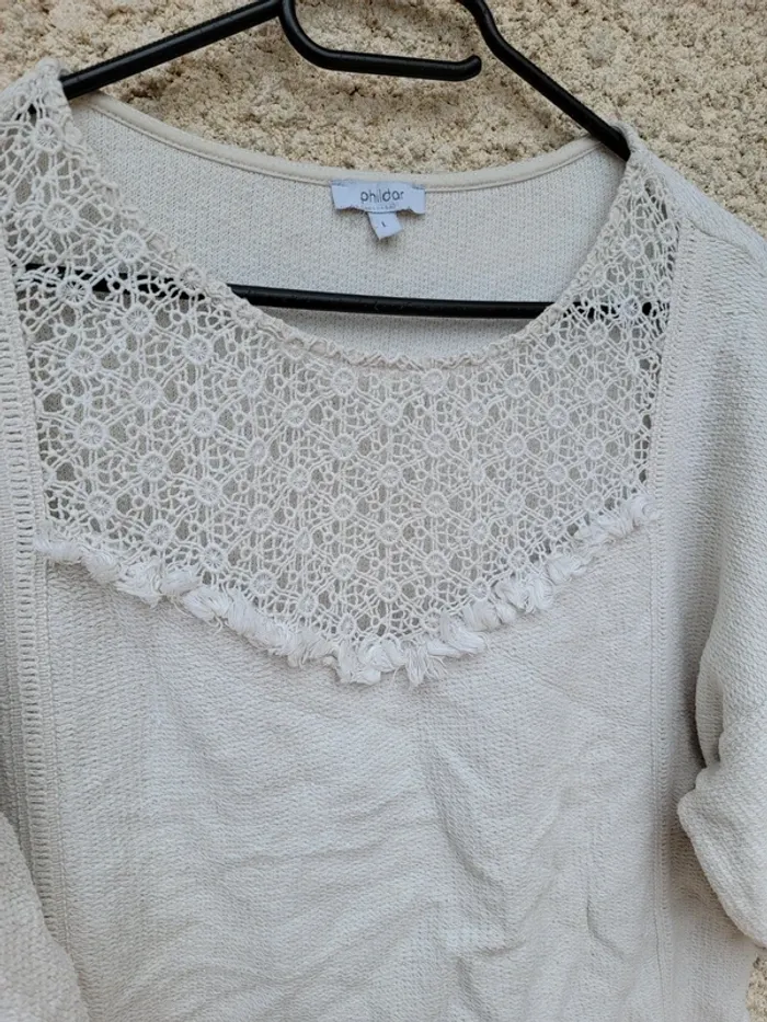 Haut vintage en laine coton oversize old money chic y2k ethnic - photo numéro 2