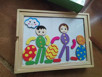 Jouet en bois Double-sided Magnetic Drawing Puzzle Board