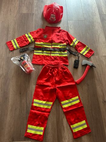 🚒 Déguisement de pompier complet – Taille 110 cm (4-5 ans)