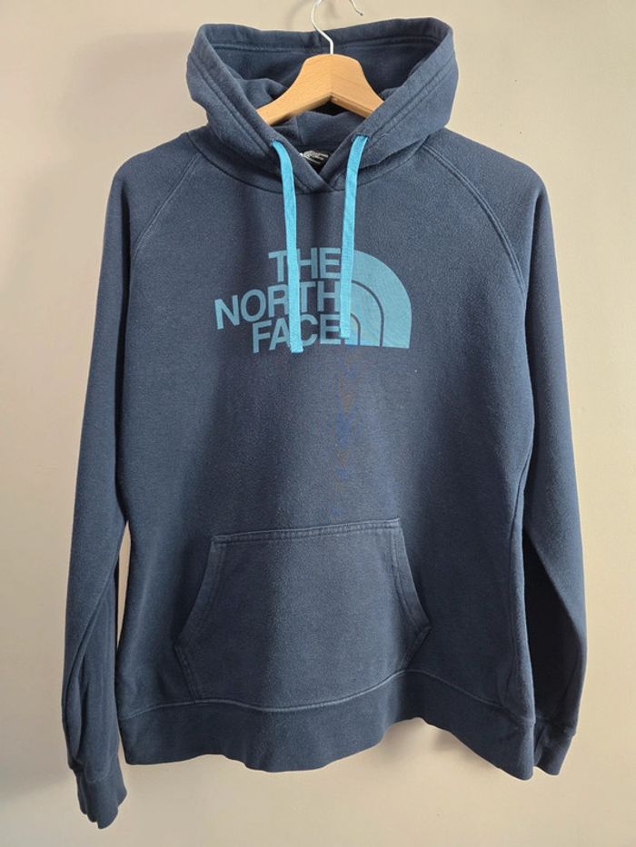 Sweat à capuche The North Face bleu marine logo turquoise taille M femme - photo numéro 2