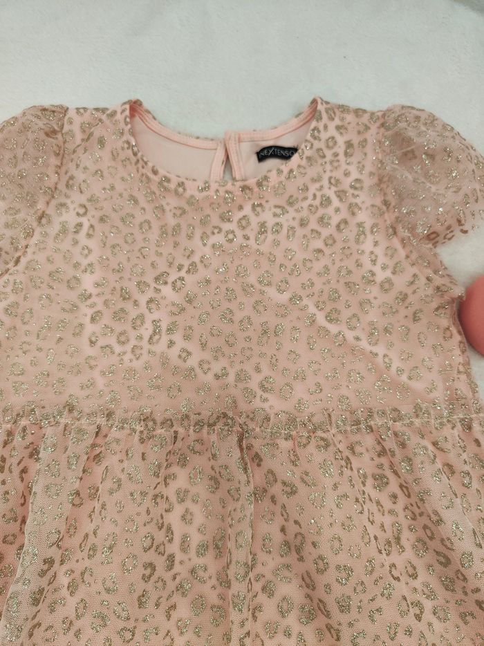 Robe rose à manches courtes léopard fille - photo numéro 4