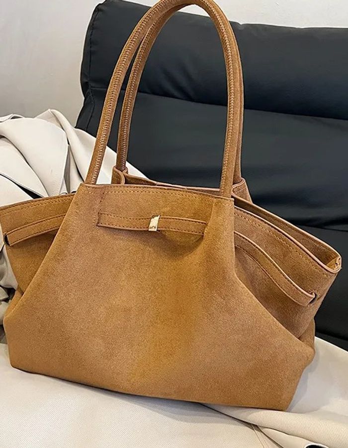 Sac fourre-tout cuir Daim marron clair tendance - photo numéro 2
