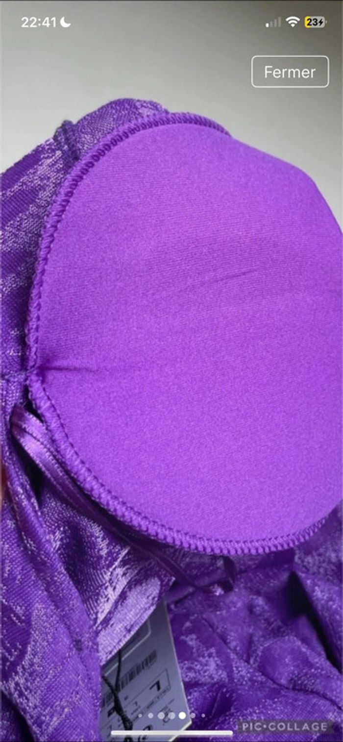 Zara jolie robe à épaulette neuve cœur croisé mauve taille 38 - photo numéro 4