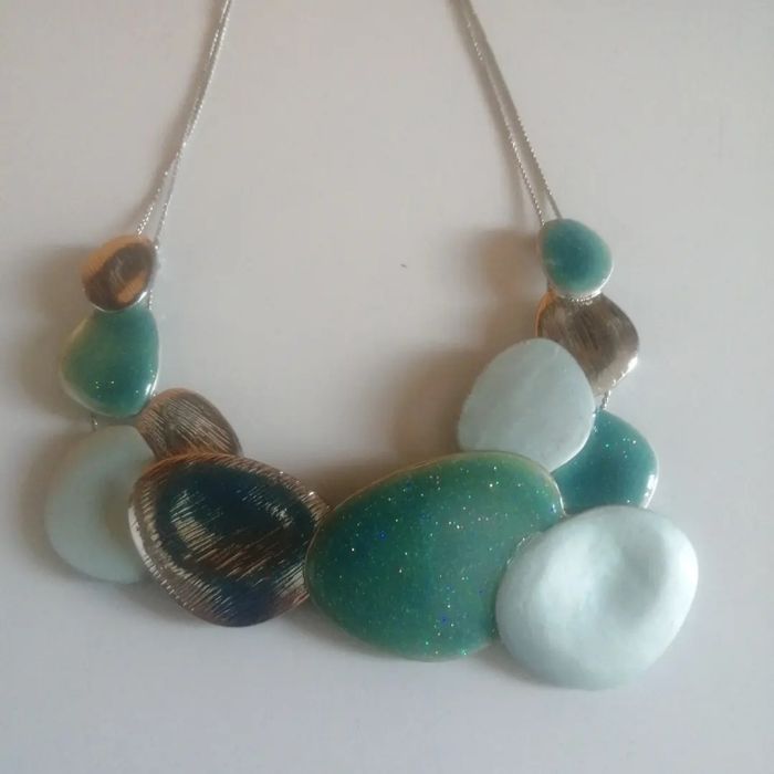 🌸Collier chaîne double argentée aux sequins peints à la main "Etsy" 🌸 - photo numéro 3