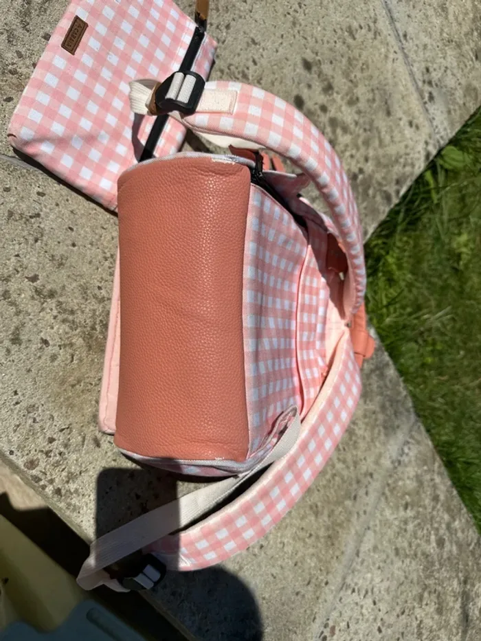 Sac à dos Cabaïa Édition limitée Patna Vichy rose avec ses deux pochettes - photo numéro 10