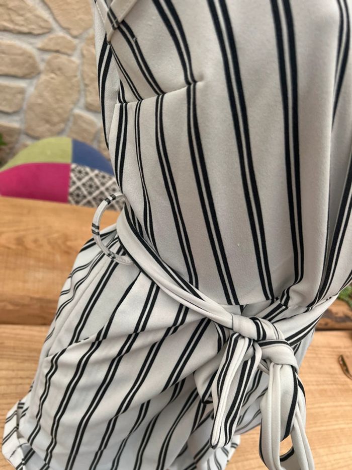Combinaison short été Combi à rayures femme blanche noire M 38 - photo numéro 9