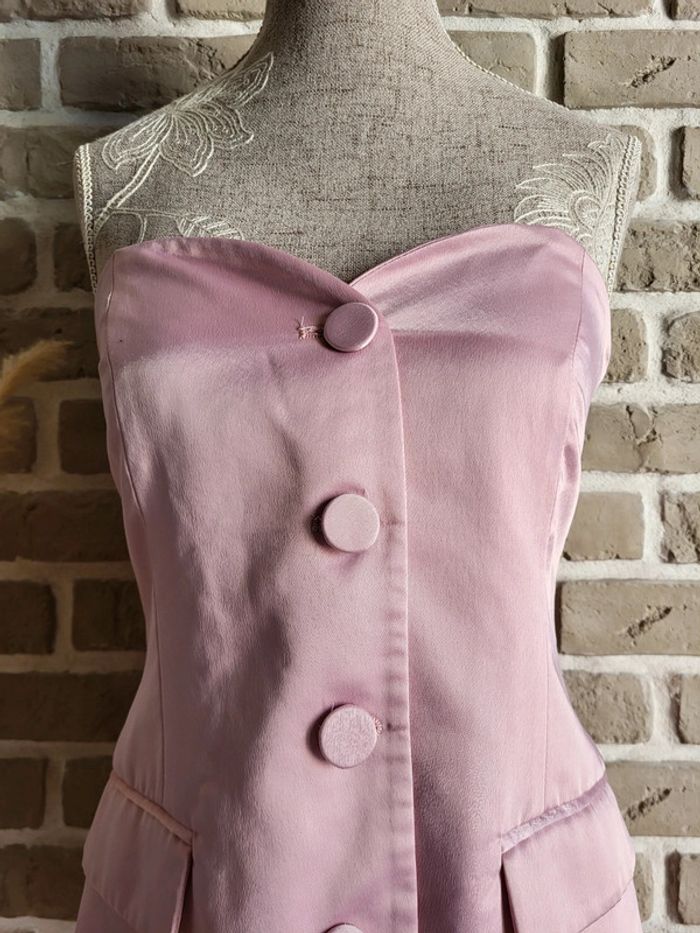 Magnifique bustier boutonné rose satiné Zara - Parfait état - photo numéro 2