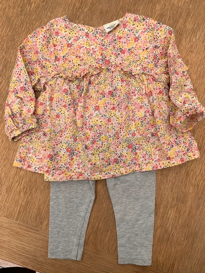Ensemble blouse fleurie TAO 6 mois