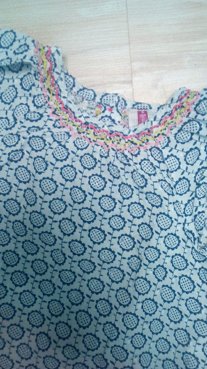 Ensemble blouse fleurs bleues et legging rose - photo numéro 2