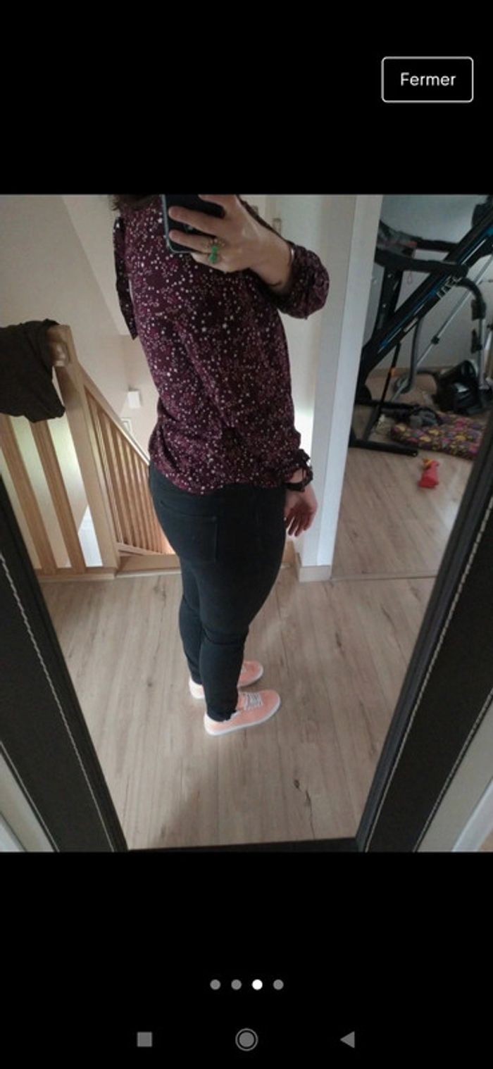 Mignonne petite blouse manches longues bordeaux prune taille 45 étoiles yessica - photo numéro 3