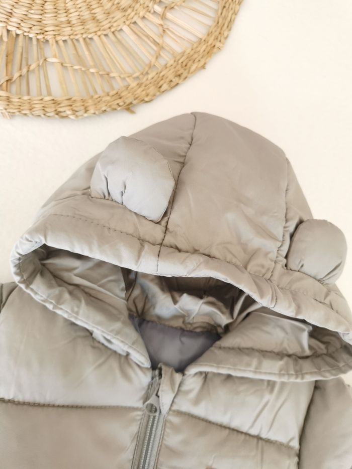 Manteau, anorak matelassé gris à capuche oreilles 12 Mois - photo numéro 2