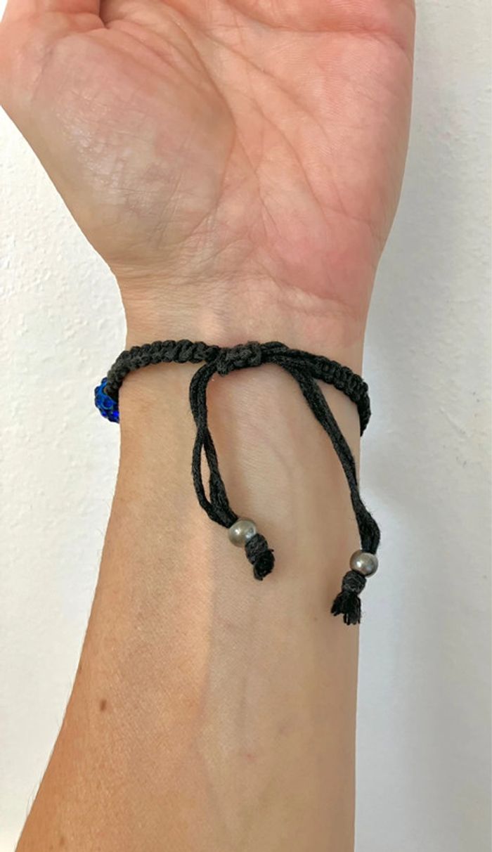 Bracelet shamballa boules et strass bleus - photo numéro 5