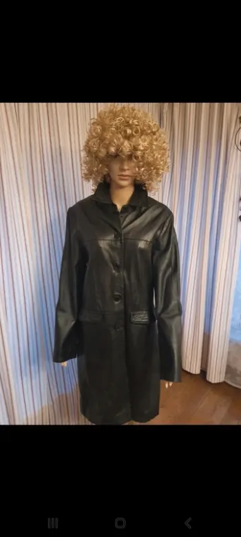 Manteau vintage cuir noir Authentic taille 42