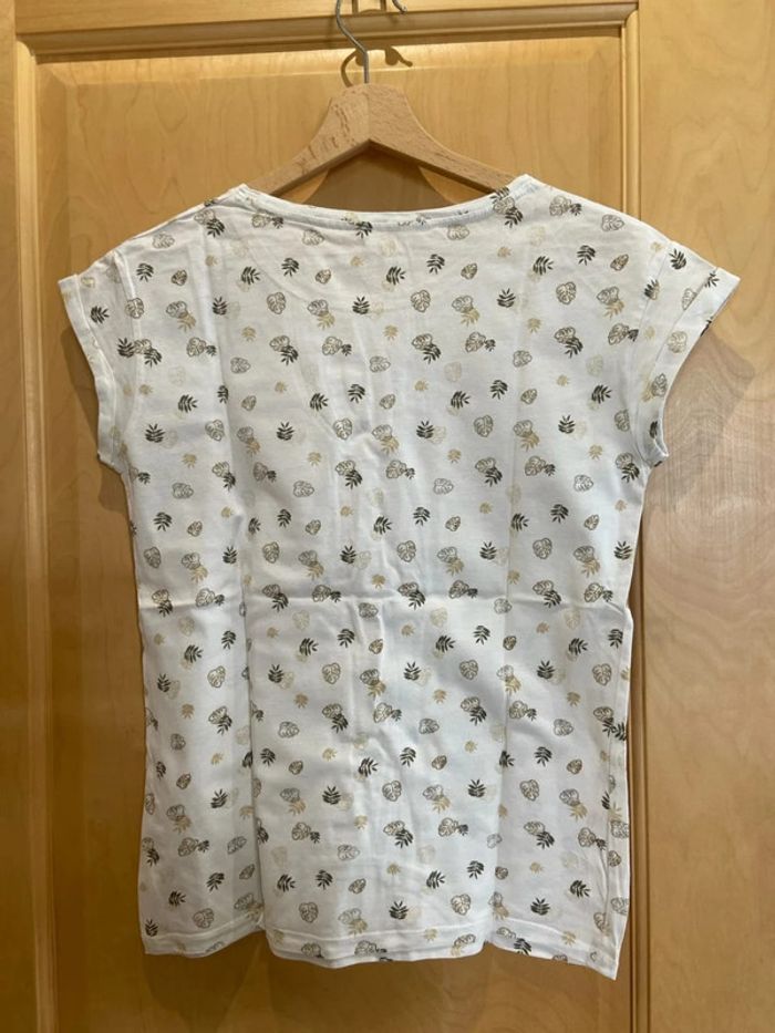 Teeshirt imprimé feuilles in extenso blanc - photo numéro 3
