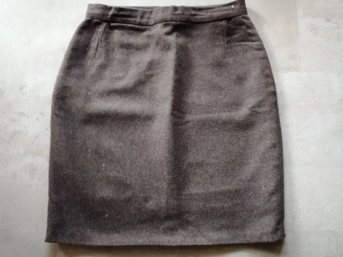 Jupe droite marron doublée Taille 36 Faite par une couturière - photo numéro 1