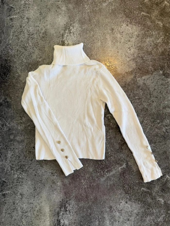 Pull blanc col roulé femme M