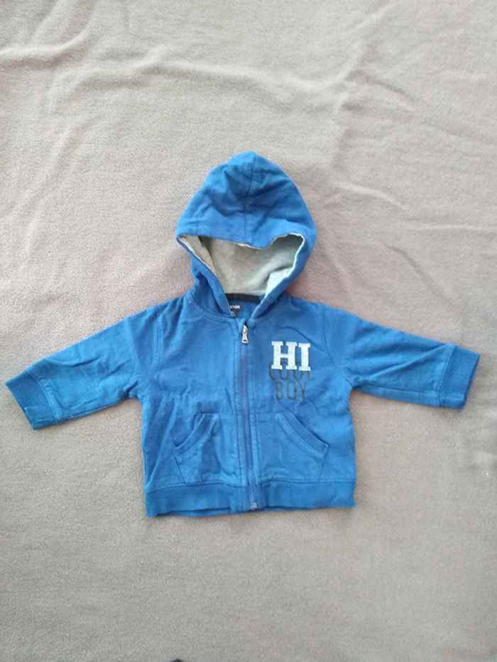 Sweat zippé capuche bleu #1 T9M Kiabi