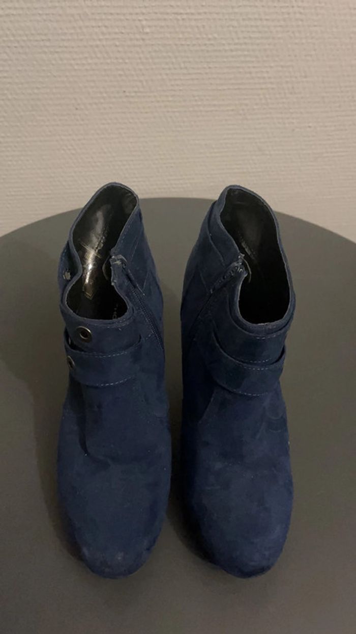 Élégantes bottines bleue marine façon daim 38 - photo numéro 3