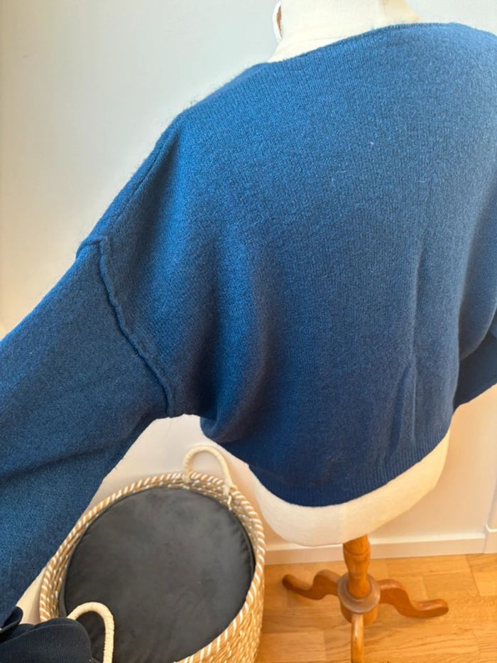 💙 sublime Pull col V - bleu électrique - T38/40 - photo numéro 10