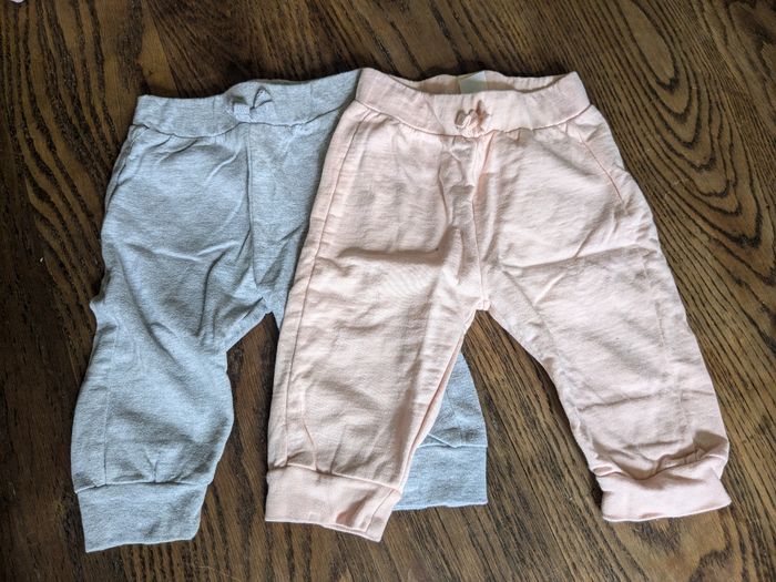 Lot de 2 pantalons U touts petits gris rose 6mois