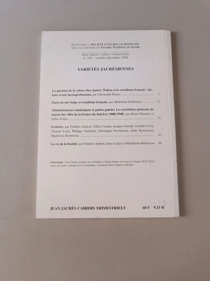 Jean Jaurès variétés jaurésiennes cahiers trimestriels numéro 158 - photo numéro 2