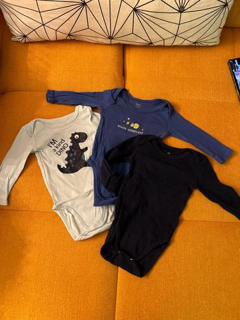 Mot de 3 bodies manches longues 6 mois