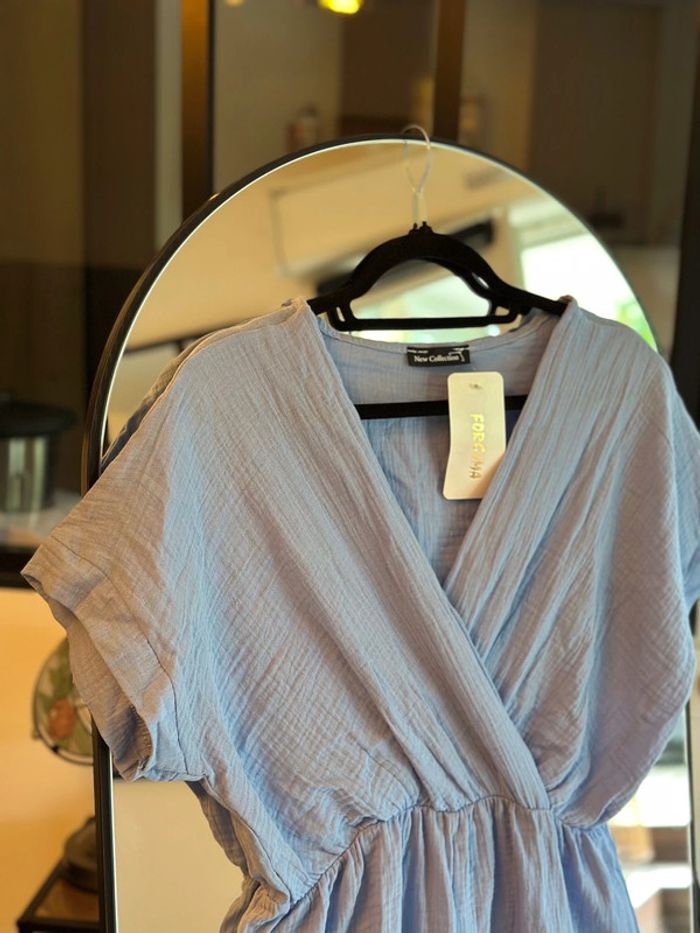 Combishort oversize bleu gaze de coton – Neuf T.U - photo numéro 2
